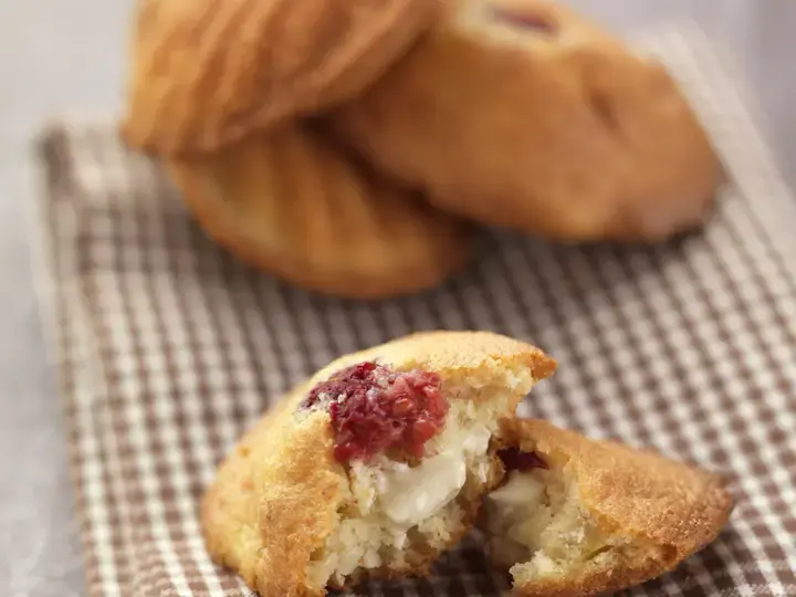 Madeleines framboises banane pepites de chocolat blanc