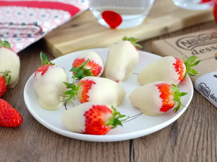 Fraises au chocolat blanc