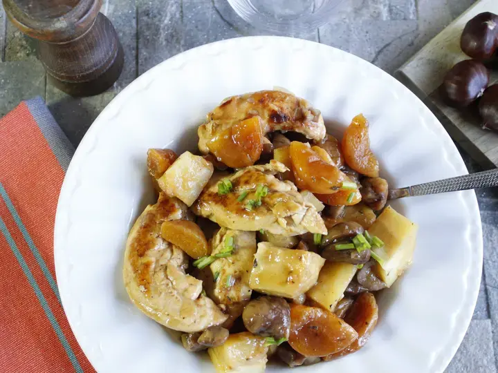 Poulet aux marrons et abricots Cookeo