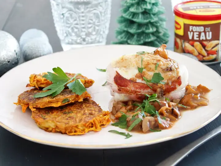 Lotte à la poitrine sauce girolle, marron