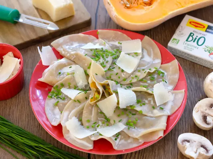 Ravioles butternut champignons