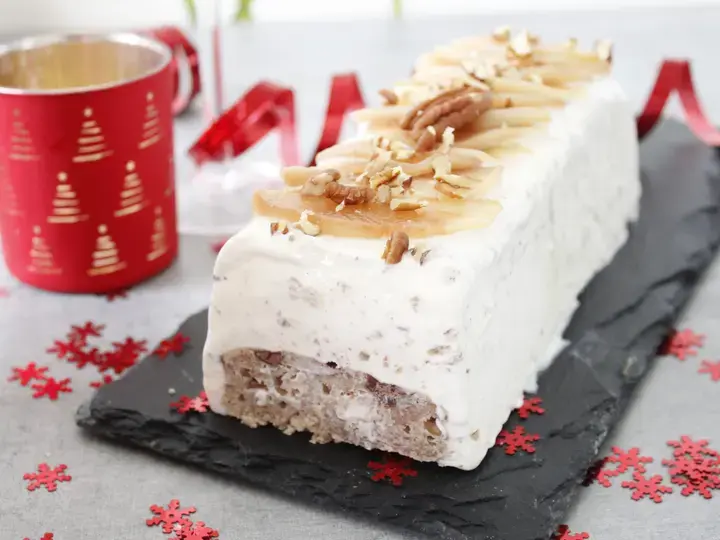 Bûche glacée noix de pecan et Lait concentré Sucré