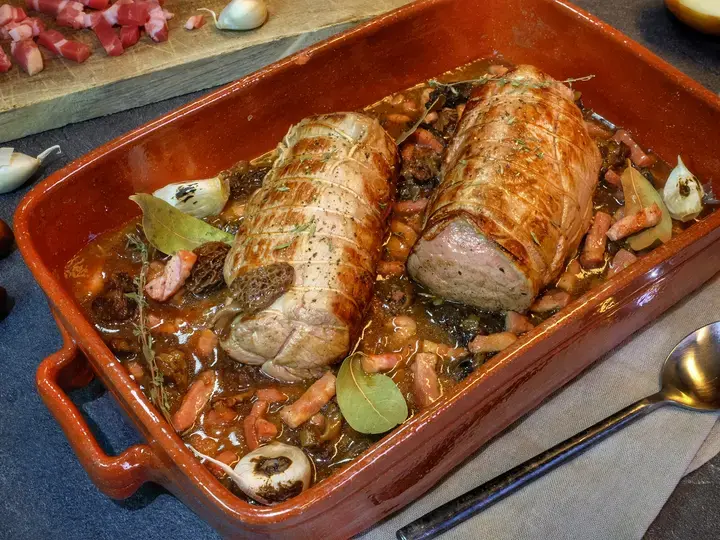 Rôti de veau lardons et morilles