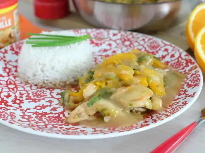 Poulet à la fondue de poireau et orange