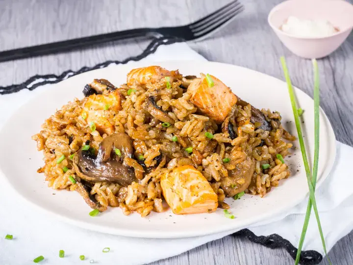 Risotto au saumon et champignons Cookeo