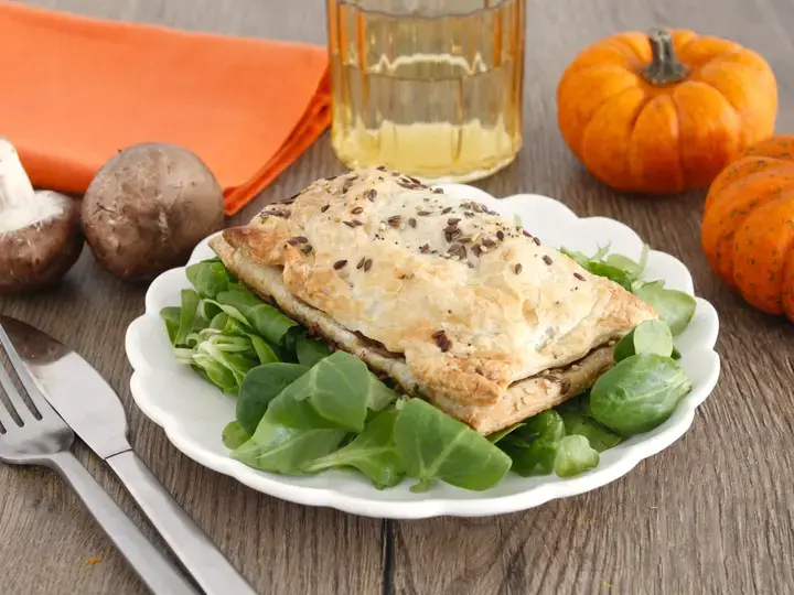 Feuilletés potiron champignons aux émincés vegan