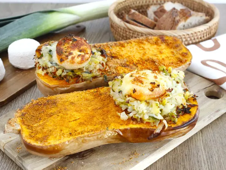 Butternut rôti au poireau et chèvre au air fryer