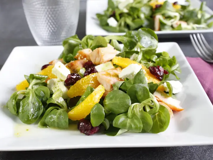 Salade mâche orange et saumon
