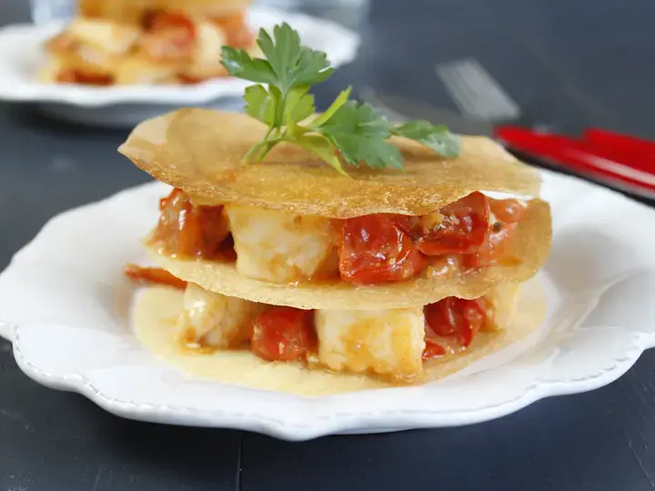 Millefeuilles de cabillaud et tomates