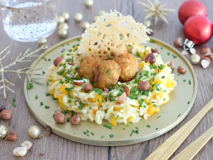 Risotto de butternut et boulettes aux légumes