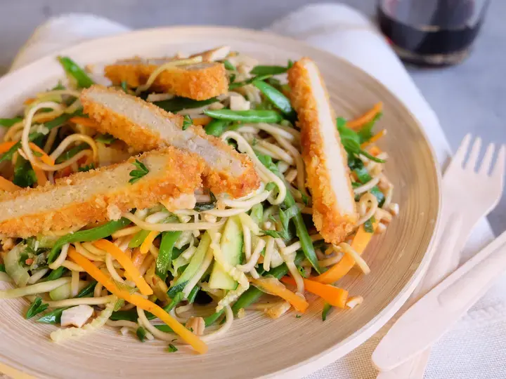 Escalope de soja et wok de légumes