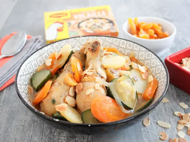 Tajine de poulet abricots et amandes