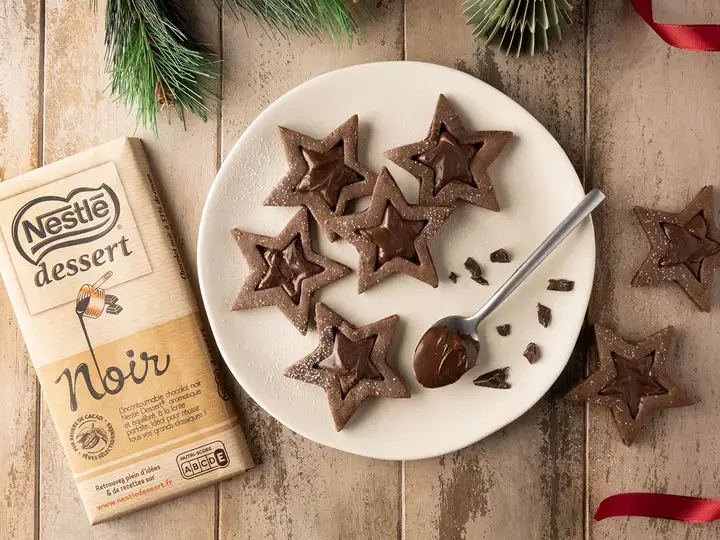 Sablés de Noël étoiles et cœur ganache