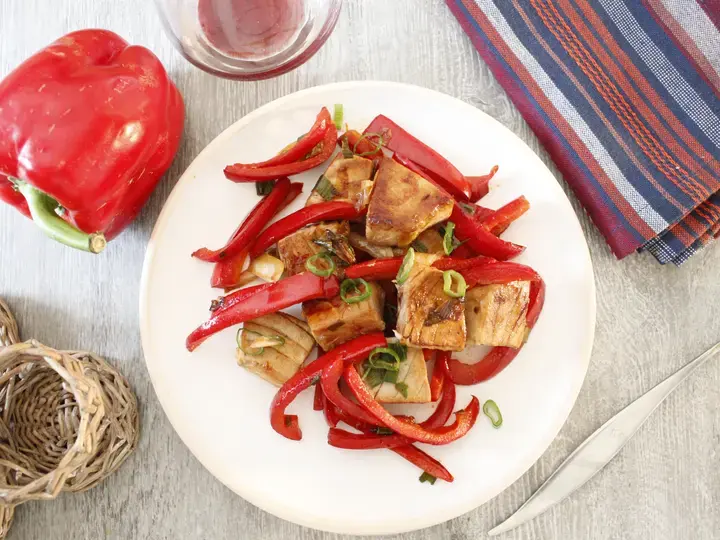 Wok de thon aux poivrons Actifry