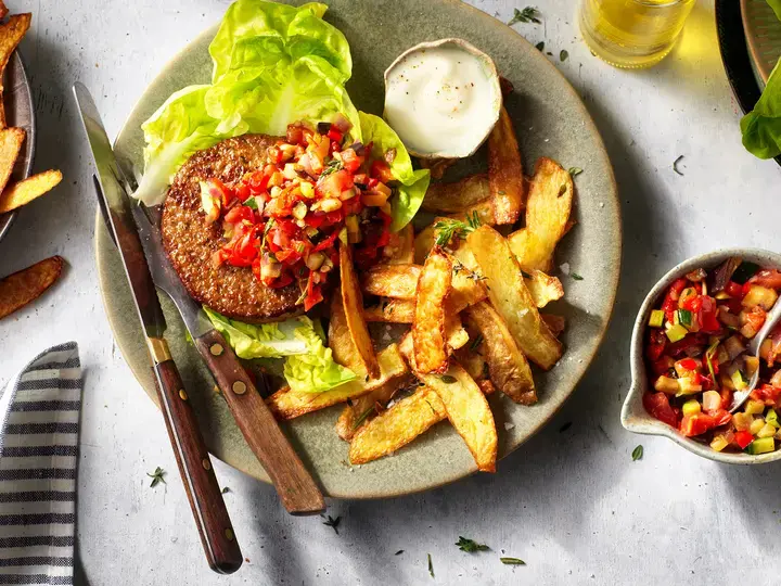 Burger sensationnel sans gaspillage à l'ailoli et aux pelures de pommes de terre