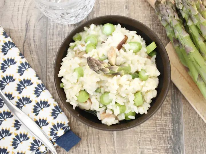 Risotto aux cèpes, pointes d'asperges et parmesan Nutricook