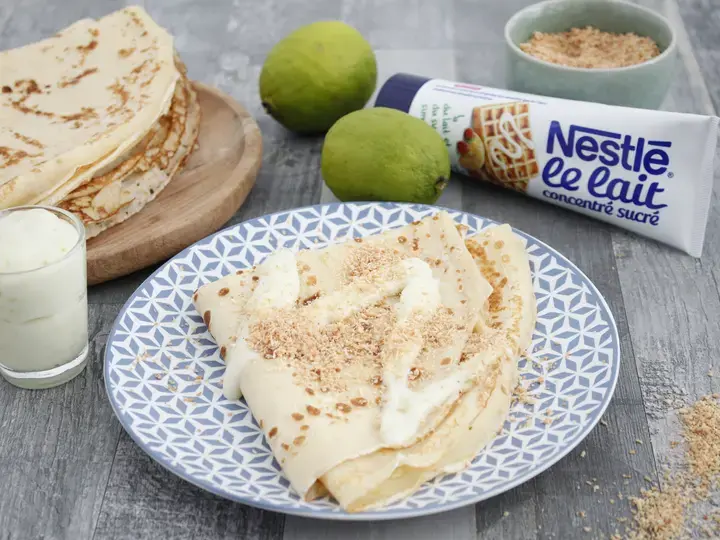 Crêpes au citron et pépites de noix de coco