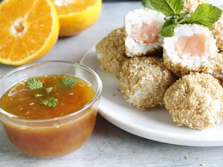 Bouchées de riz saumon et sésame