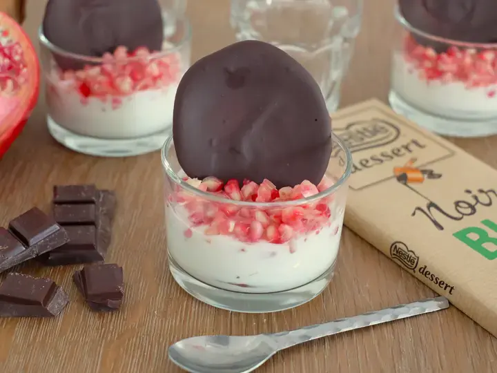 Verrine grenade chocolat noir bio