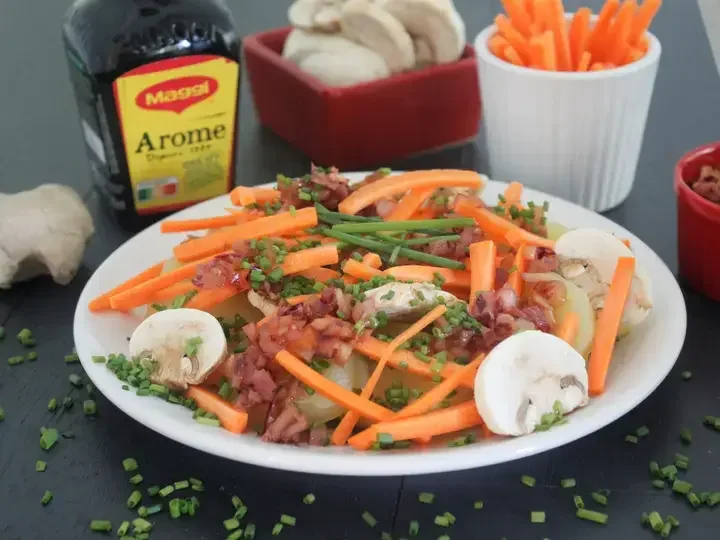 Salade de légumes d'automne et vinaigrette gingembre et noix