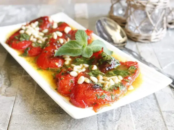 Poivrons marinés l'orange et menthe