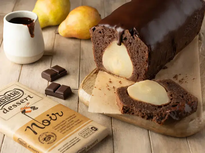 Cake poire chocolat ganache chocolat