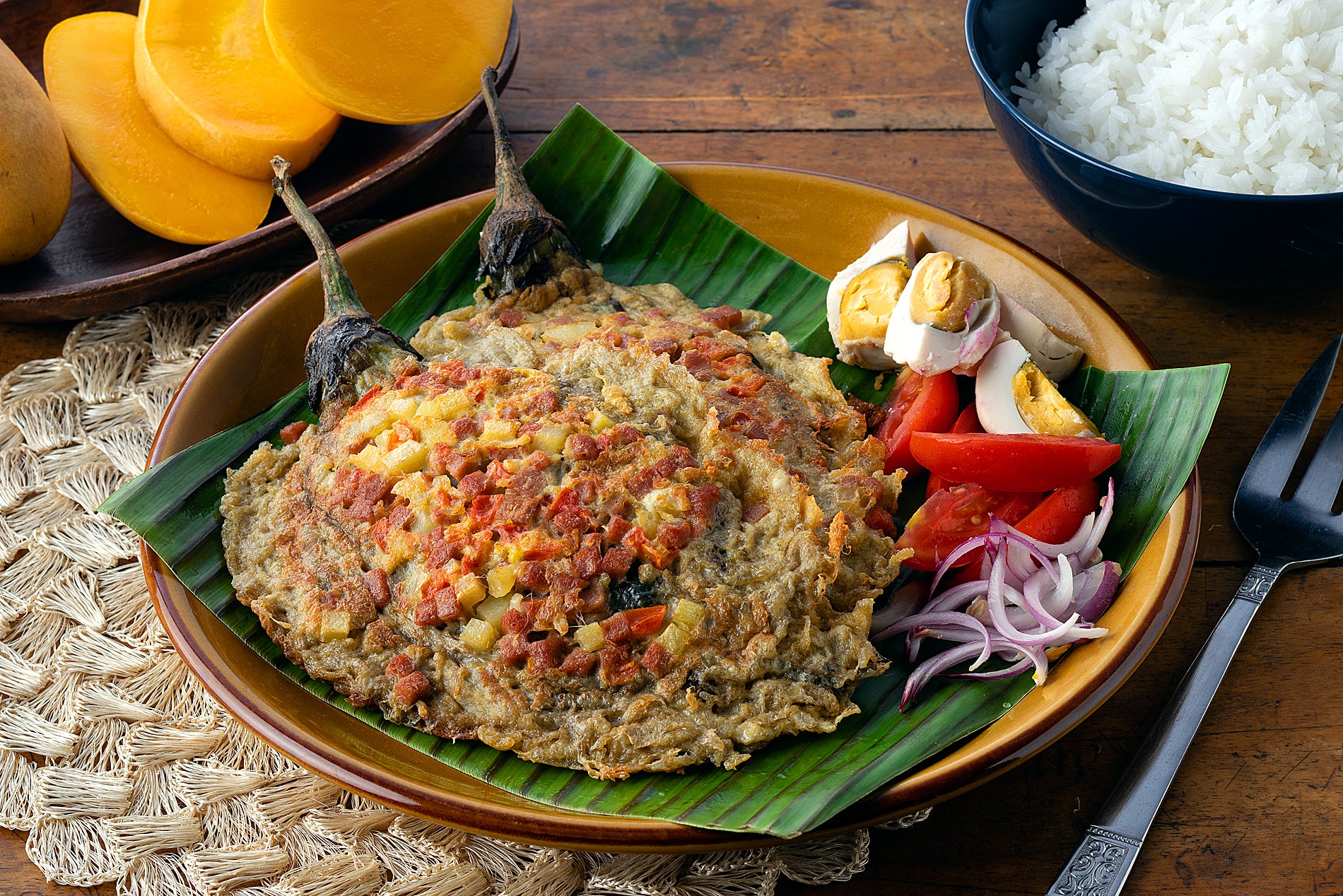 Tortang Talong with Luncheon Meat