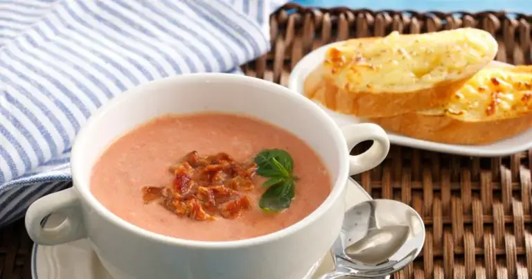 Healthy Tomato Soup with Cream &amp; Cheese Dipped Toast
