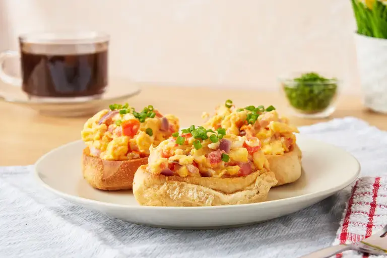 Open-Faced Scrambled Egg Sandwich