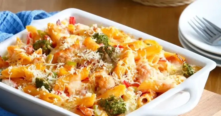 Baked Cauliflower and Broccoli Pasta dish