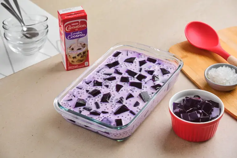 Ube Sago and Jelly Salad