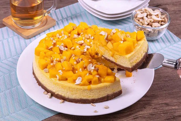 Creamy Mango &amp; Cashew Cheesecake