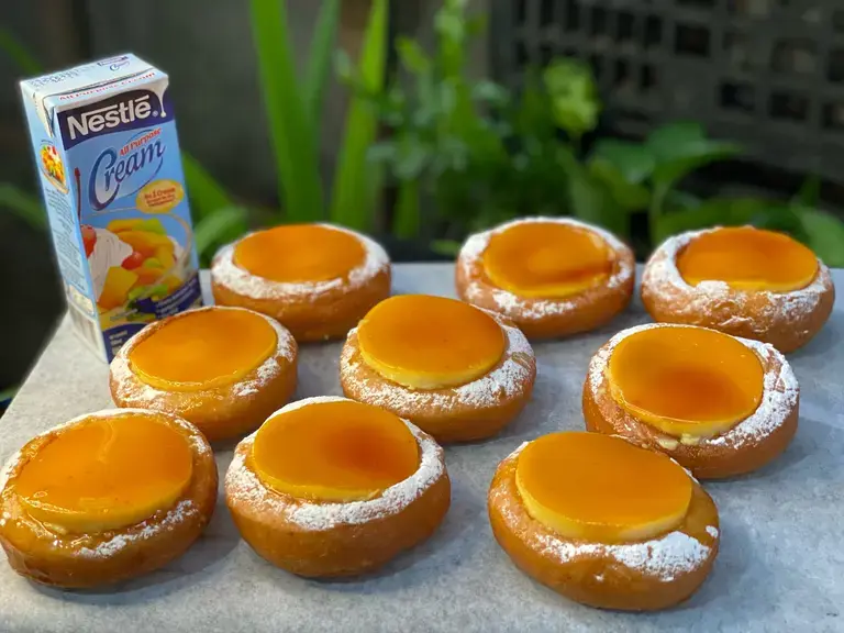 Creamy Leche Flan Filled Doughnuts
