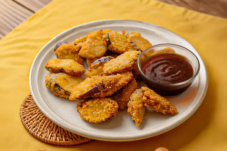 Crunchy Breaded Eggplant with Spicy Dipping Sauce