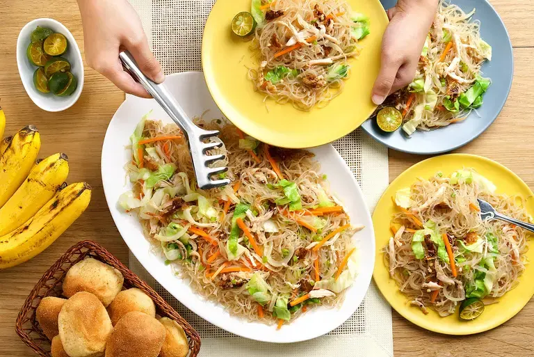 Bihon Guisado with Lechong Manok