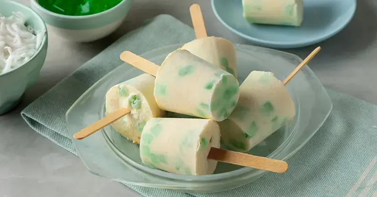 Buko Pandan Ice Candy on a stick