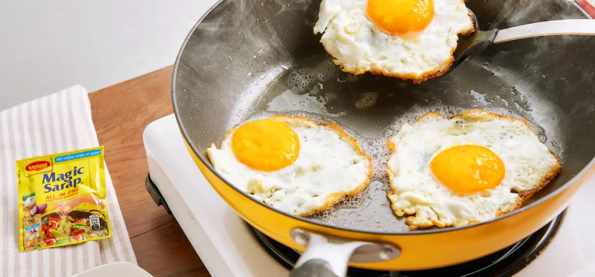 Yummy toasted sunny side up eggs made with Maggi