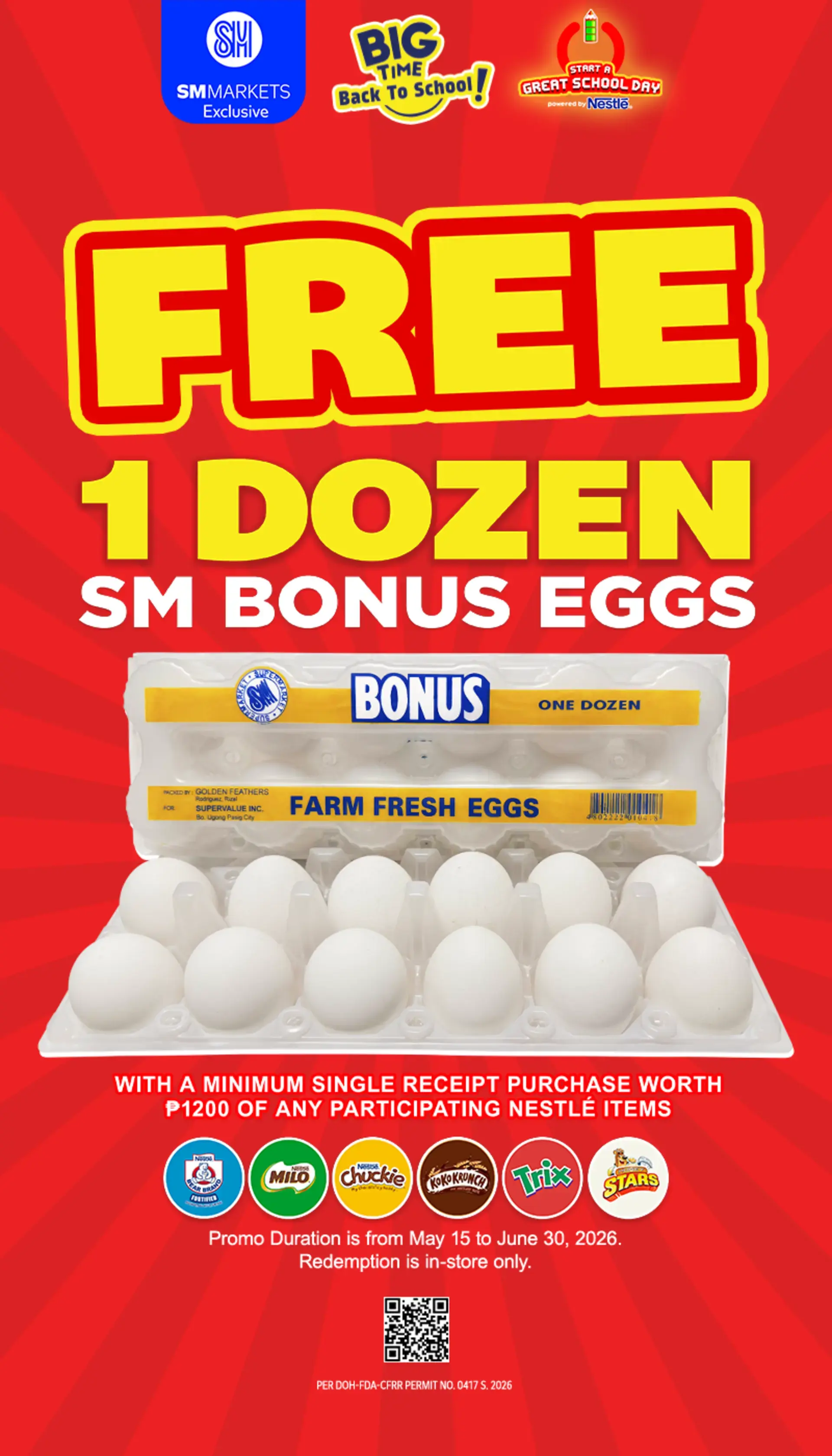 FREE 1 DOZEN SM BONUS EGGS