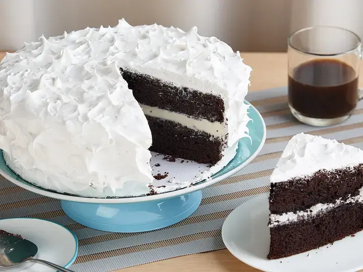 Creamy Chocolate Cake with Marshmallow Frosting
