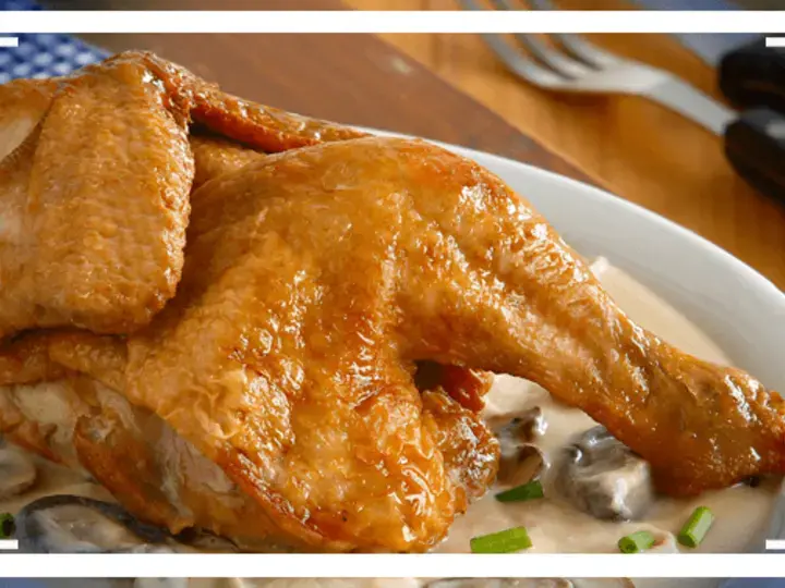 Fried Chicken with Mixed Mushroom Sauce