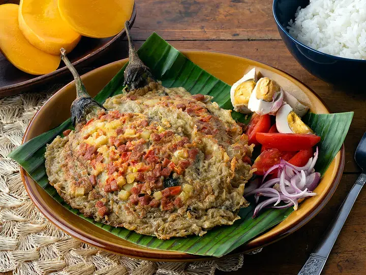 Tortang Talong with Luncheon Meat
