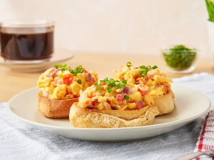 Open-Faced Scrambled Egg Sandwich