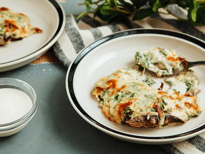 Stuffed Portobello with Spinach Bechamel