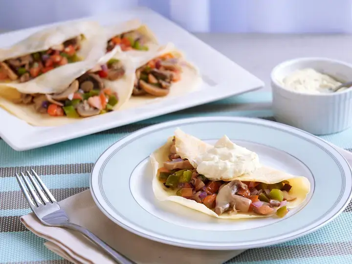 Vegetable Crepe with Sour Cream