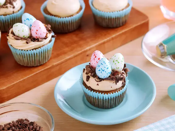 Easter Egg Hunt Banana Cupcake with Peanut Butter Frosting