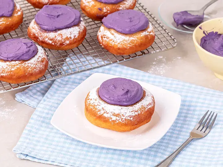 Creamy Ube Filled Doughnuts