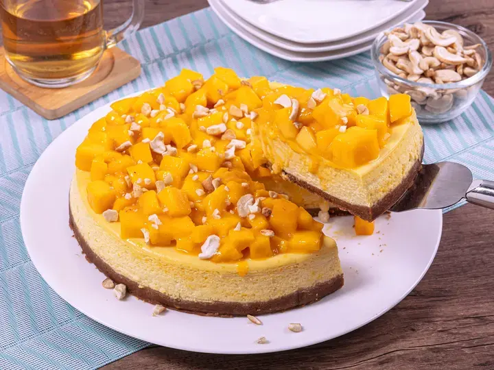 Creamy Mango &amp; Cashew Cheesecake