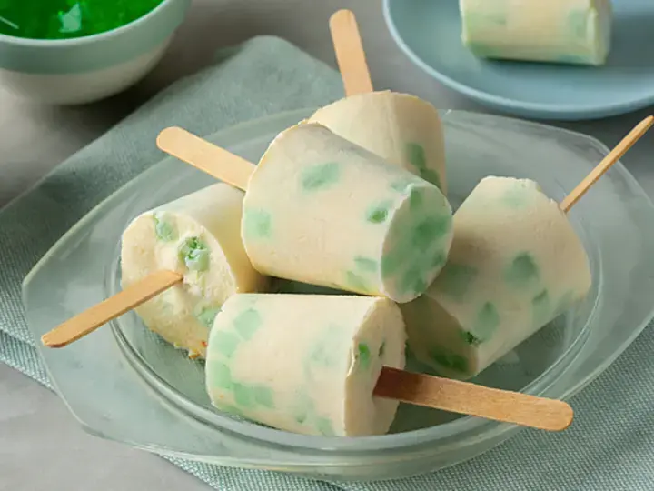 Buko Pandan Ice Candy on a stick