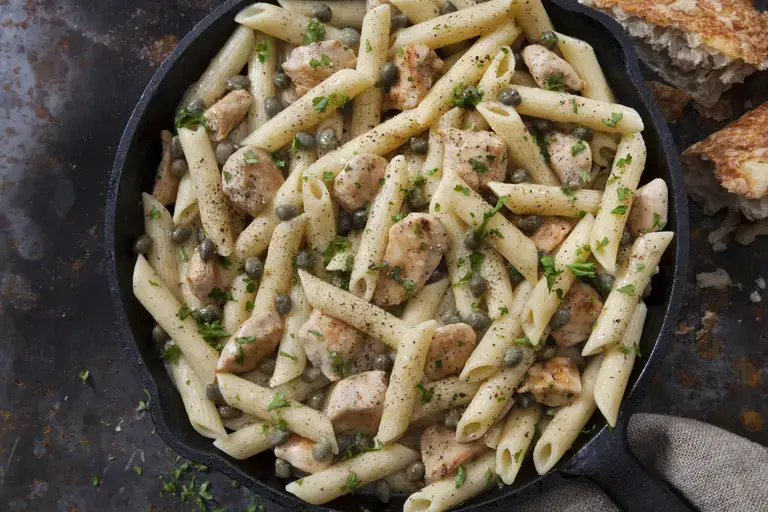 Chicken Alfredo Pasta in a Skillet