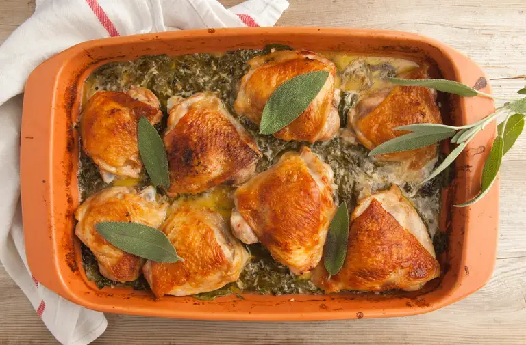 Chicken Thighs with Shallots &amp; Spinach